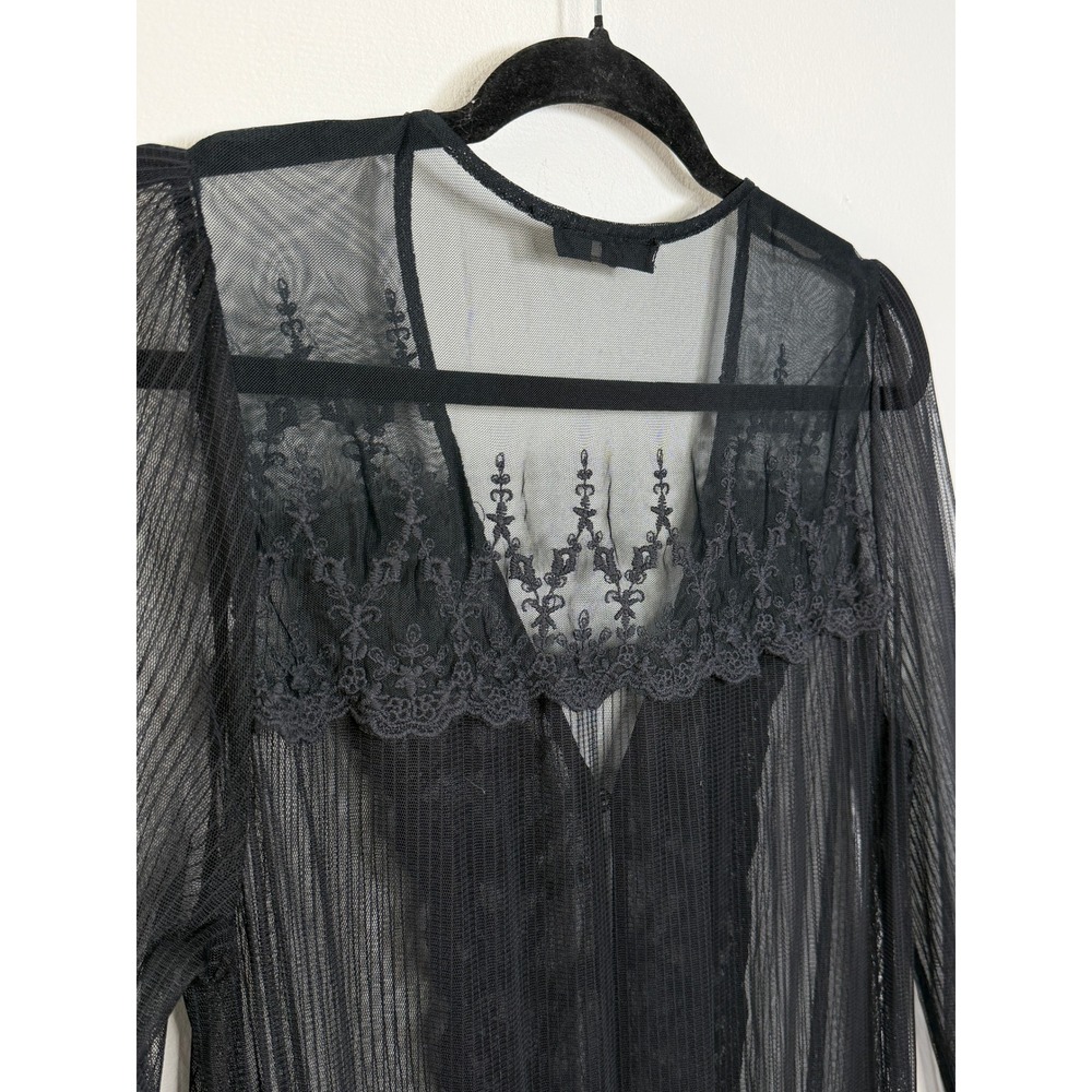 Ryu Sheer Lace Mesh Tunic Top Women L Black Goth Romantic Whimsigoth Duster - Picture 7 of 9